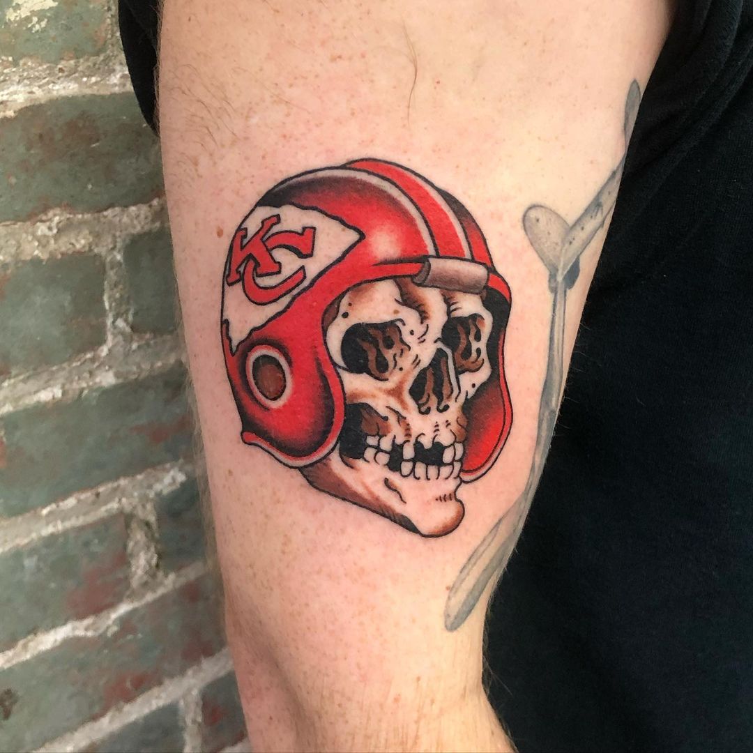 Chiefs Skull Helmet tattoo