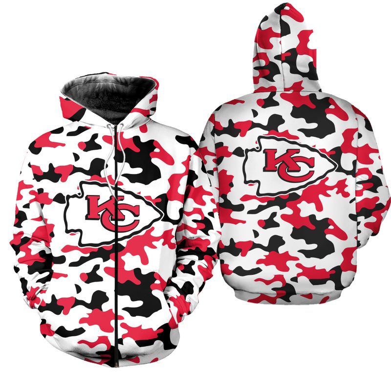 kansas city chiefs camo patterns limited edition hoodie zip hoodie size new055810 723lr