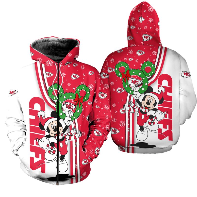 kansas city chiefs christmas mckey hoodie zip hoodie fleece zip hoodie s 5xl new061110 6sywb