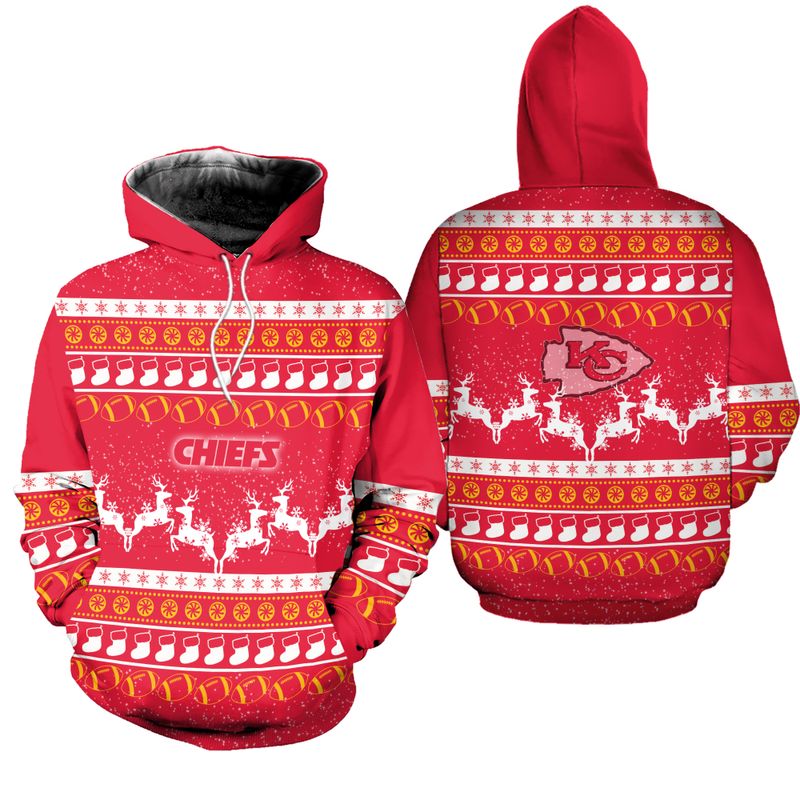 kansas city chiefs christmas pattern hoodie zip up hoodie nla038410