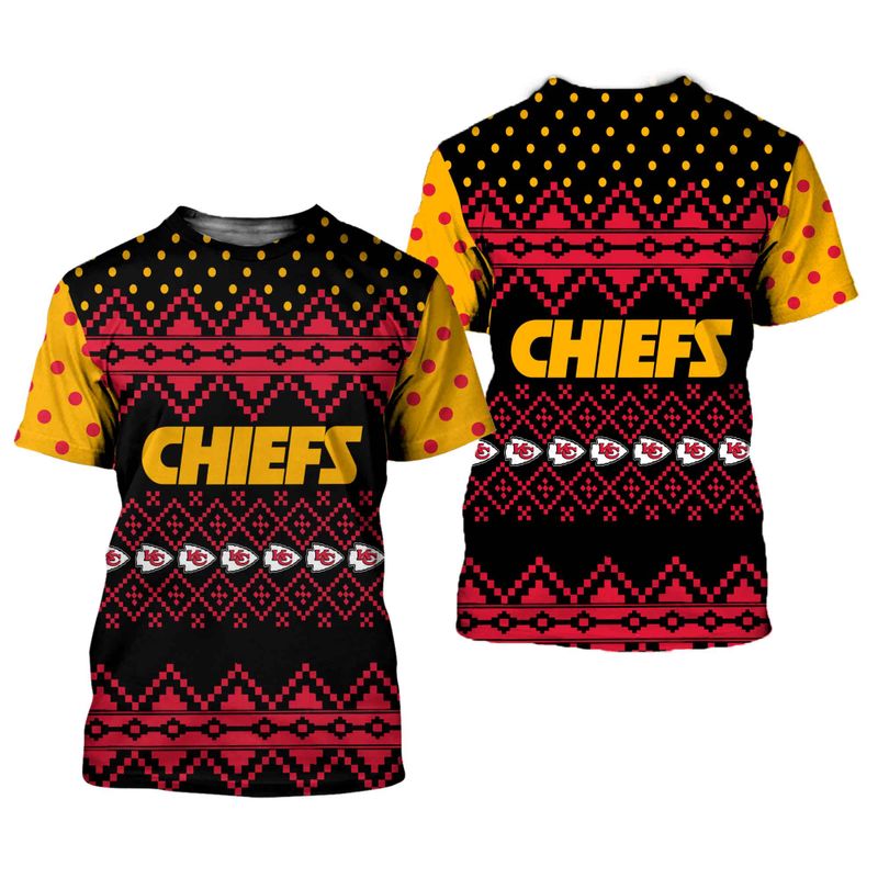 kansas city chiefs christmas pattern limited edition unisex t shirts nla0399106