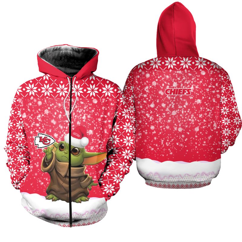 kansas city chiefs christmas pattern yoda hoodie zip up hoodie nla039310 rytuw