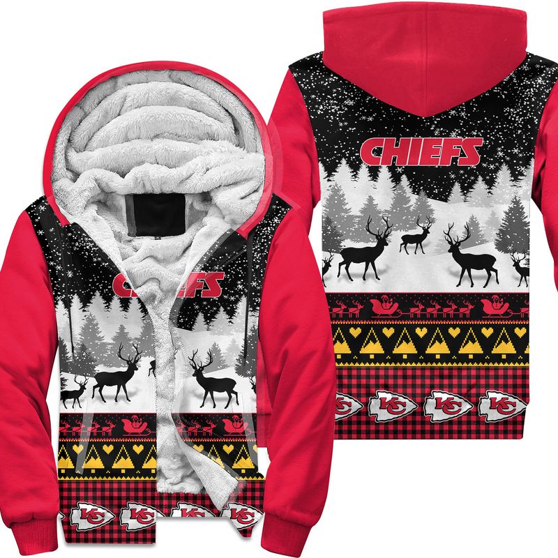 kansas city chiefs christmas reindeer hoodie zip up hoodie nla036010 hqevw