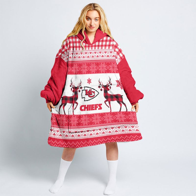 kansas city chiefs christmas reindeer limited edition snug hoodie nla038710 rufmo