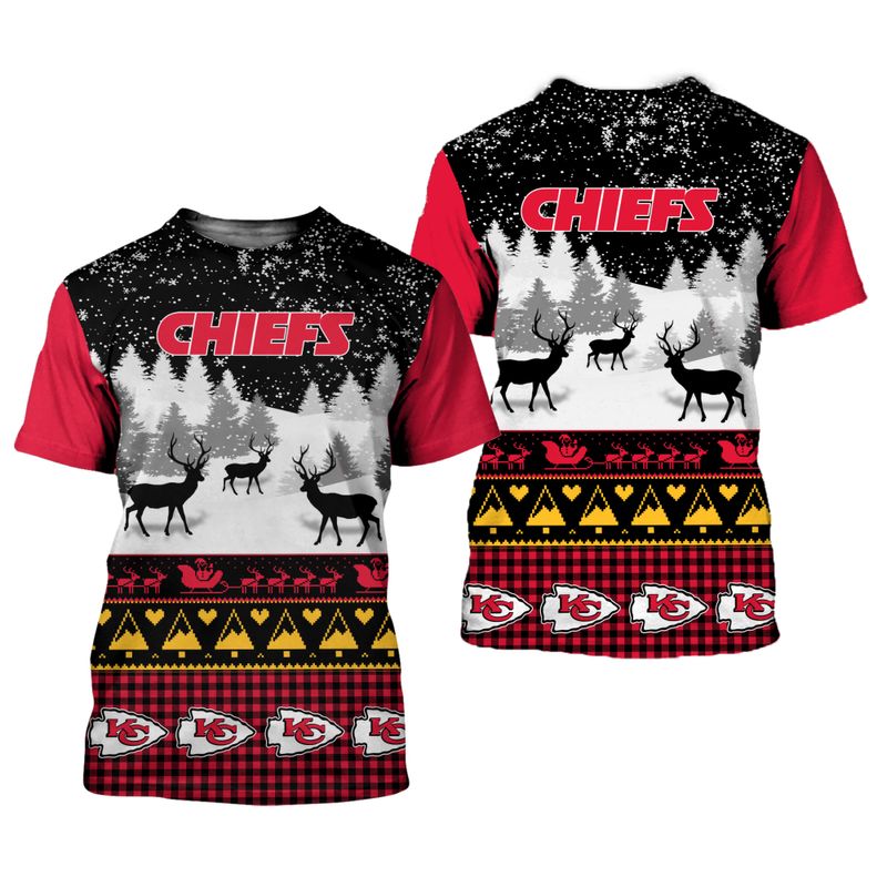 kansas city chiefs christmas reindeer limited edition unisex t shirts nla0360106 avh19