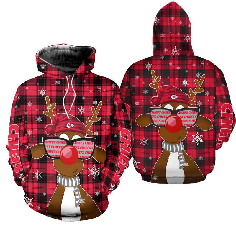 kansas city chiefs christmas reindeer sunglasses hoodie zip hoodie fleece zip hoodie s 5xl new063310 6vyab