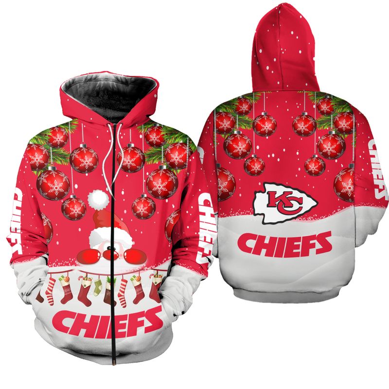 kansas city chiefs christmas santa hoodie zip up hoodie nla030910