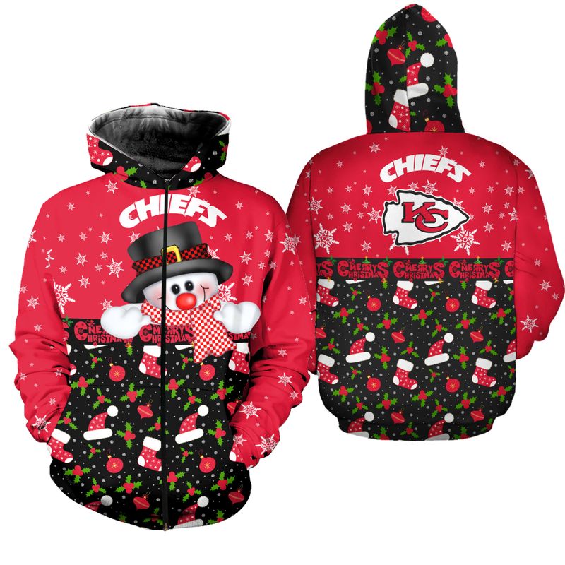 kansas city chiefs christmas snowman hoodie zip up hoodie nla034510 b3vcc