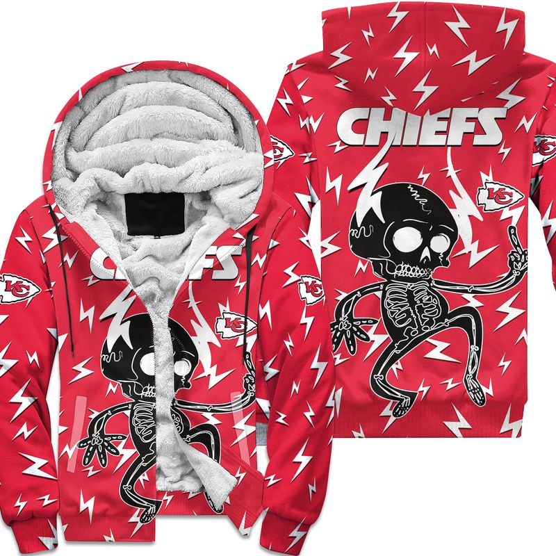 kansas city chiefs electric shock cute skeleton hoodie zip hoodie fleece zip hoodie s 5xl new053810 rshqz