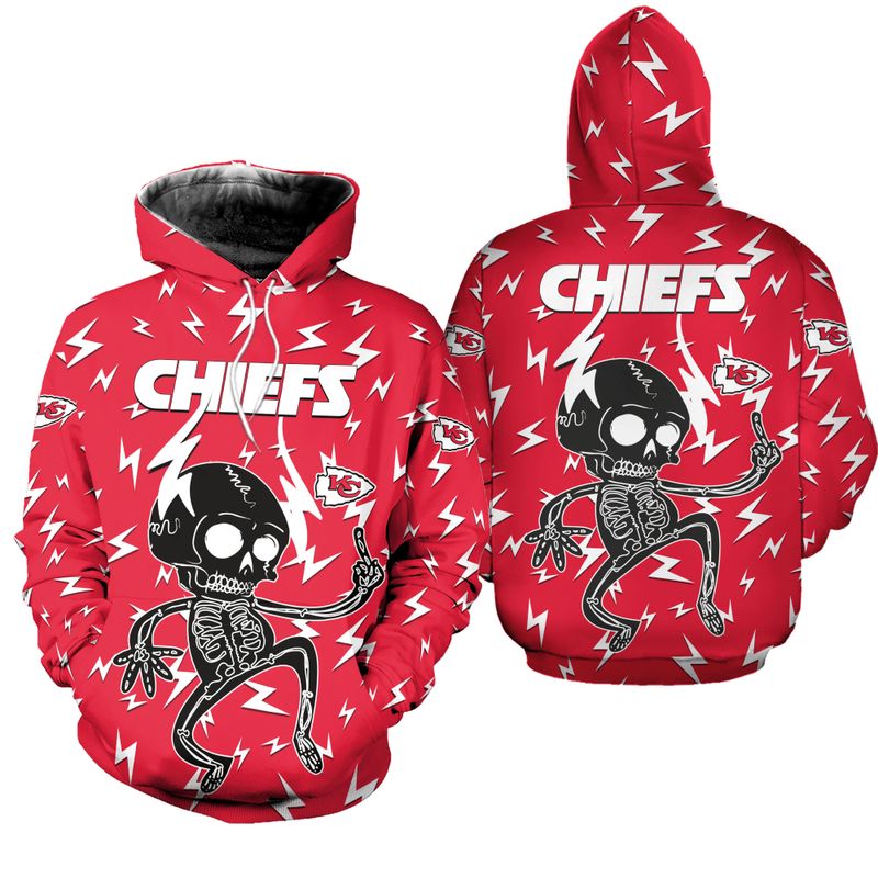 kansas city chiefs electric shock cute skeleton hoodie zip hoodie fleece zip hoodie s 5xl new053810 uo2l9