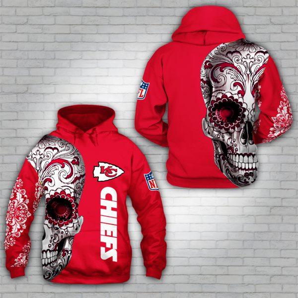 kansas city chiefs floral skull 3d zip hoodie sizes s 5xl dm376