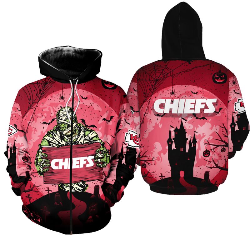 kansas city chiefs halloween mummy hoodie zip up hoodie nla028010 gub42