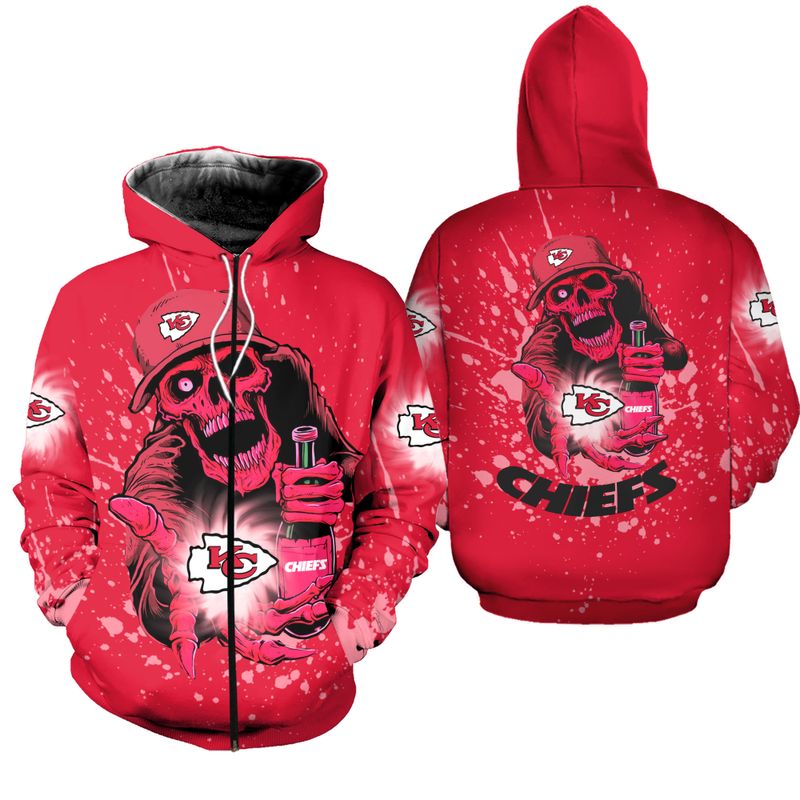 kansas city chiefs halloween skull edition unisex hoodie zip up hoodie nla027010 b1ow5