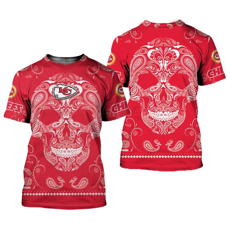 kansas city chiefs limited edition bandana skull t shirt sizes s 5xl new0124103