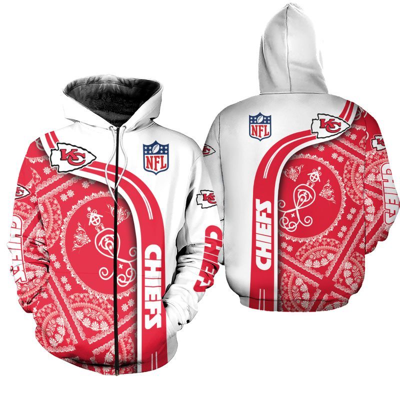 kansas city chiefs limited edition bandana skull zip hoodie sizes s 5xl new012510 2h165