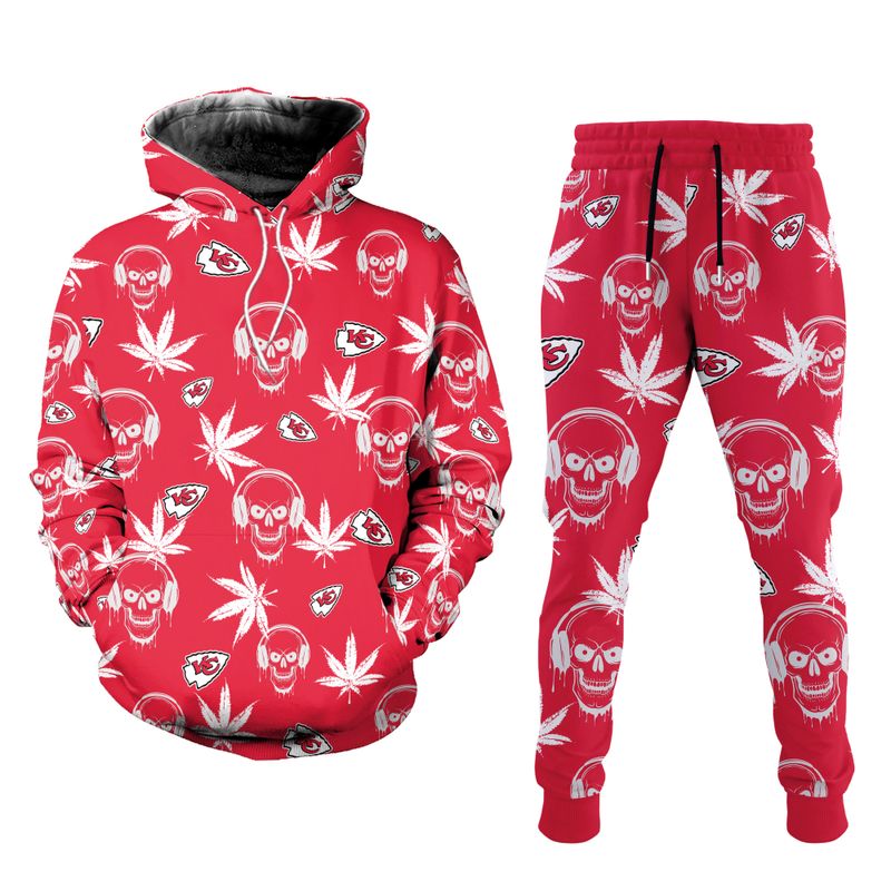 kansas city chiefs limited edition skull and weed leaves hoodie zip hoodie size new057110 cab6e