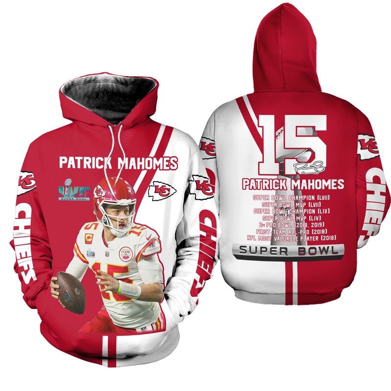 kansas city chiefs patrick mahomes 3d hoodie sizes s 5xl ptl003001 858p9