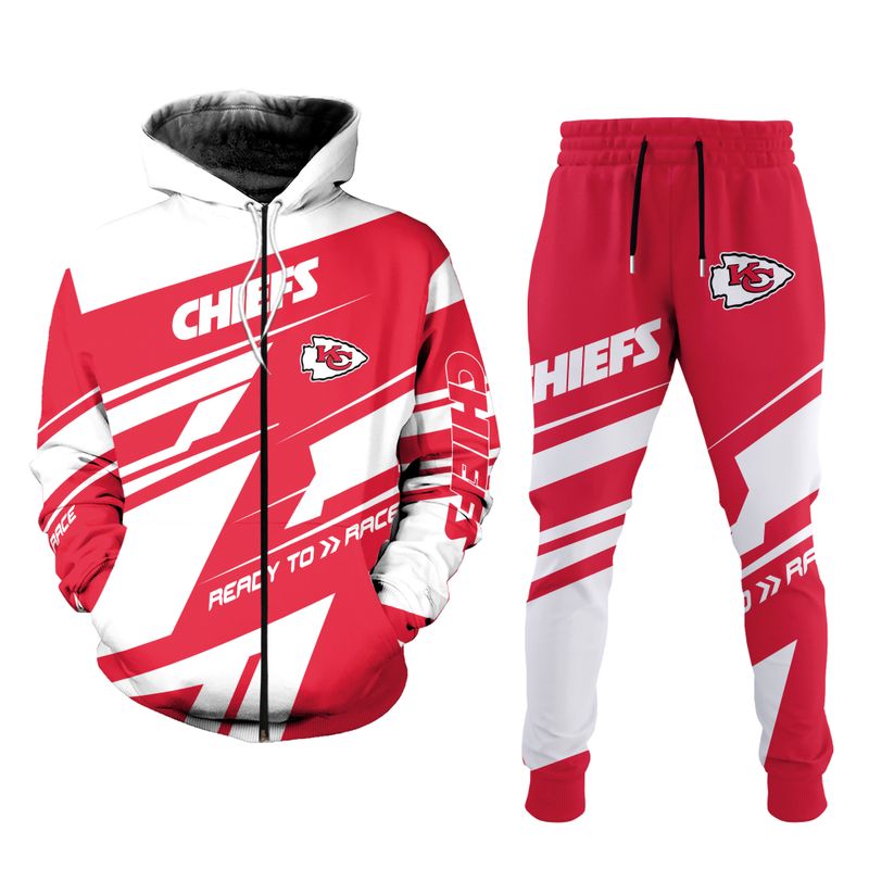 kansas city chiefs ready to race limited edition hoodie zip hoodie and joggers unisex size new056810 43owp