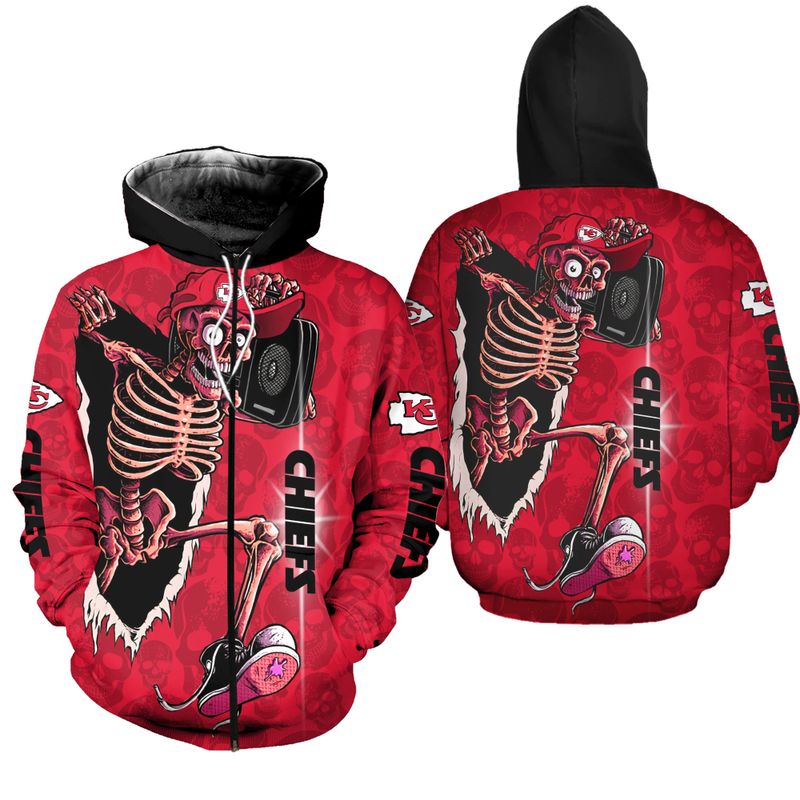 kansas city chiefs skull halloween hoodie zip up hoodie fleece nla027610 pqvi3