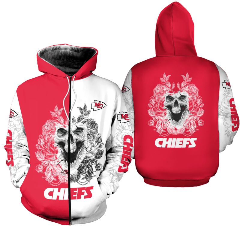 kansas city chiefs skull limited edition hoodie zip hoodie unisex size nla000810 hs4g1