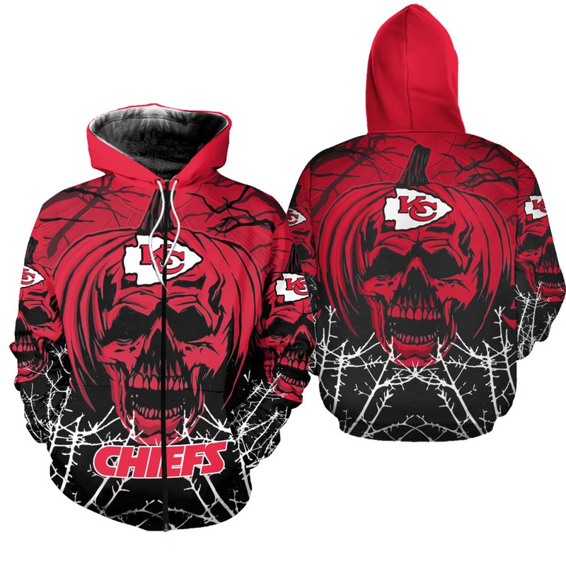 kansas city chiefs skull pumpkin halloween hoodie zip up hoodie fleece nla021310 bfd92