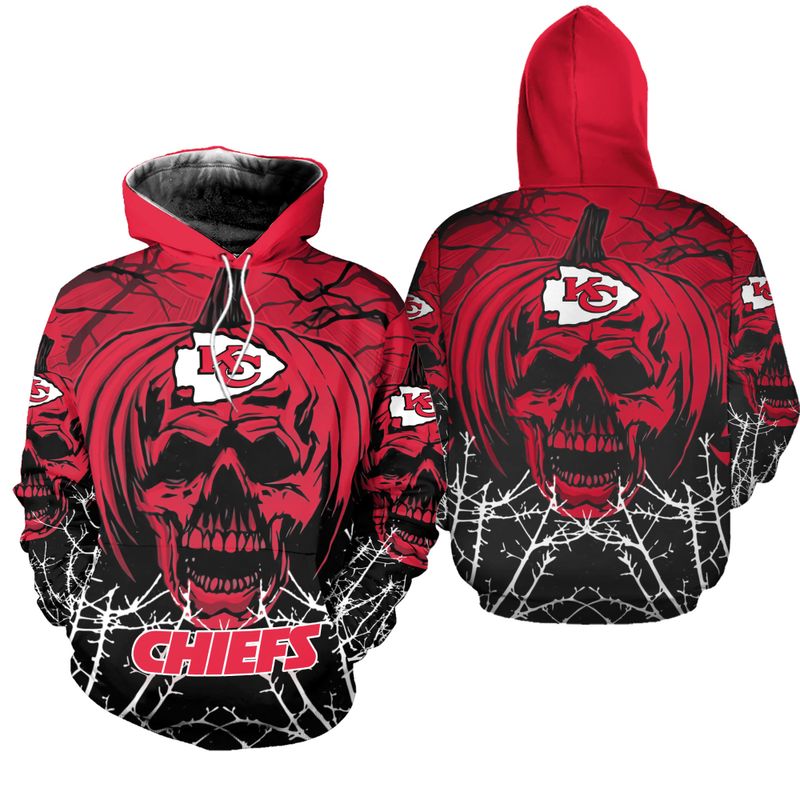 kansas city chiefs skull pumpkin halloween hoodie zip up hoodie fleece nla021310 ppwuz