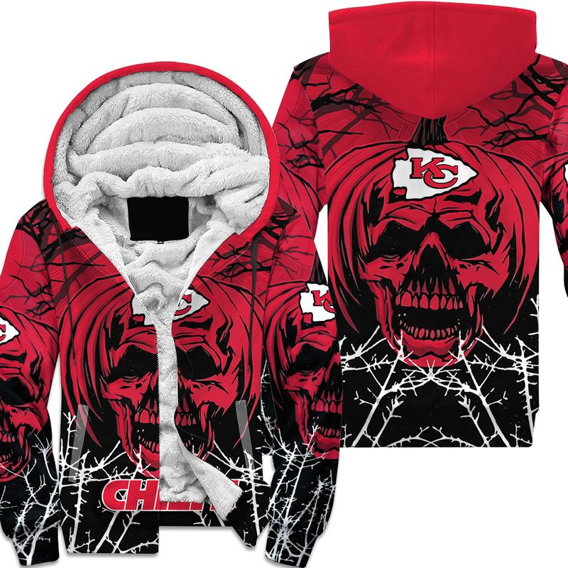 kansas city chiefs skull pumpkin halloween hoodie zip up hoodie fleece nla021310