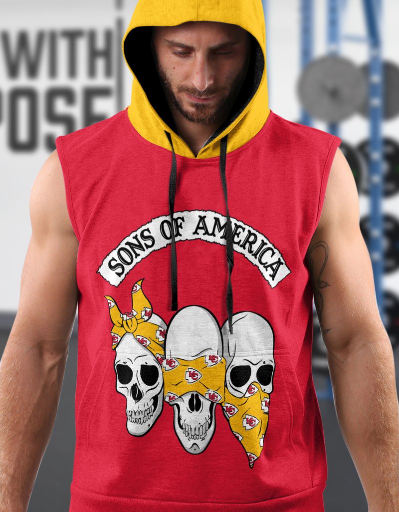 kansas city chiefs sons of america skulls pattern limited edition sleeveless hoodie size s 5xl new034010 efyr3