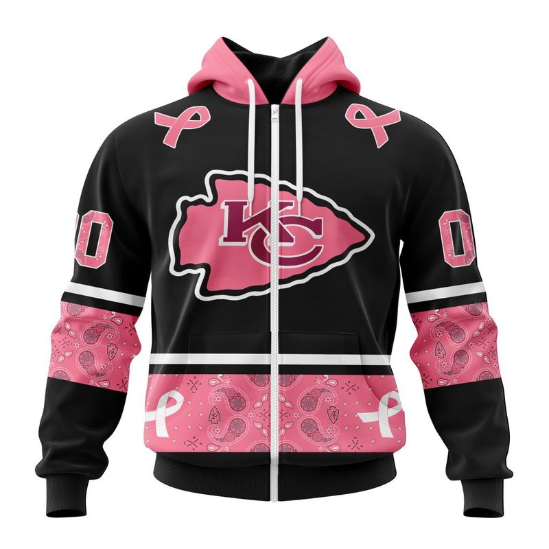 nfl kansas city chiefs pink breast cancer hoodie zip hoodie size s 5xl lmpno