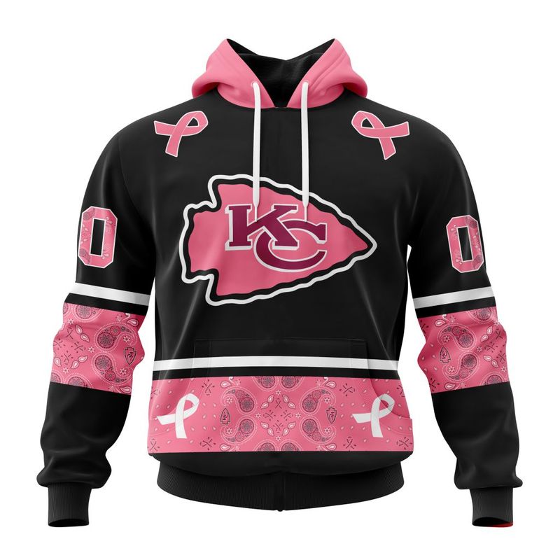 nfl kansas city chiefs pink breast cancer hoodie zip hoodie size s 5xl mc11g