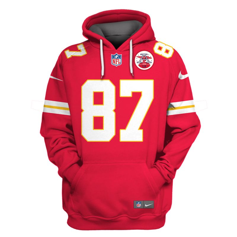 travis kelce kansas city chiefs american football conference champions hoodie zip hoodie red tg85a