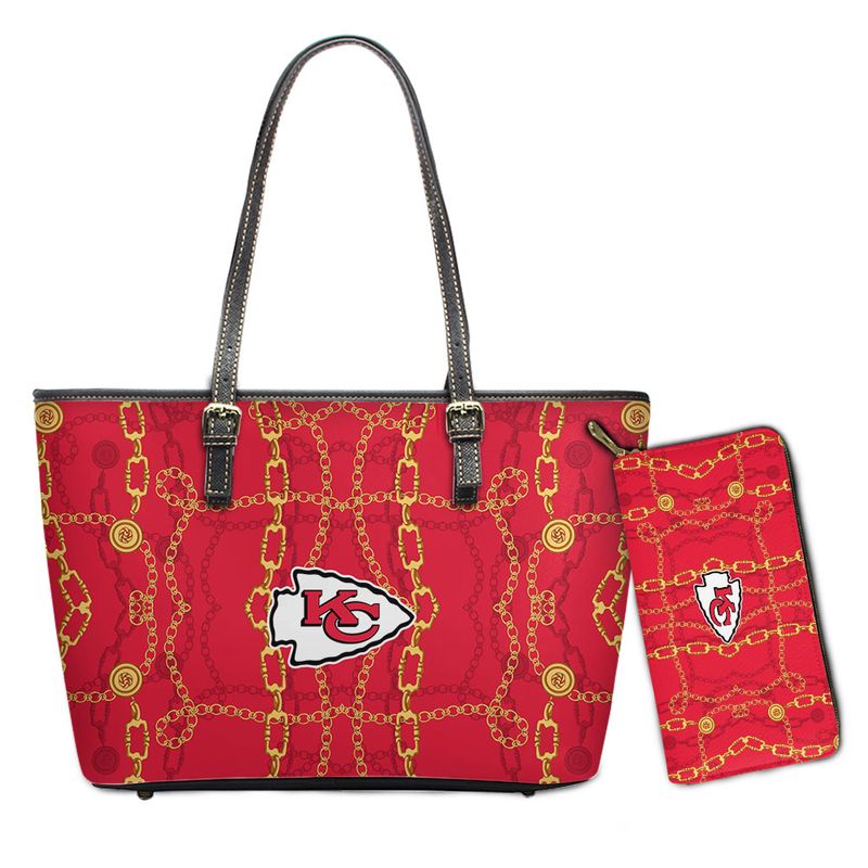 kansas city chiefs chain pattern limited edition tote bag and wallet nla01771023153049 ytndb