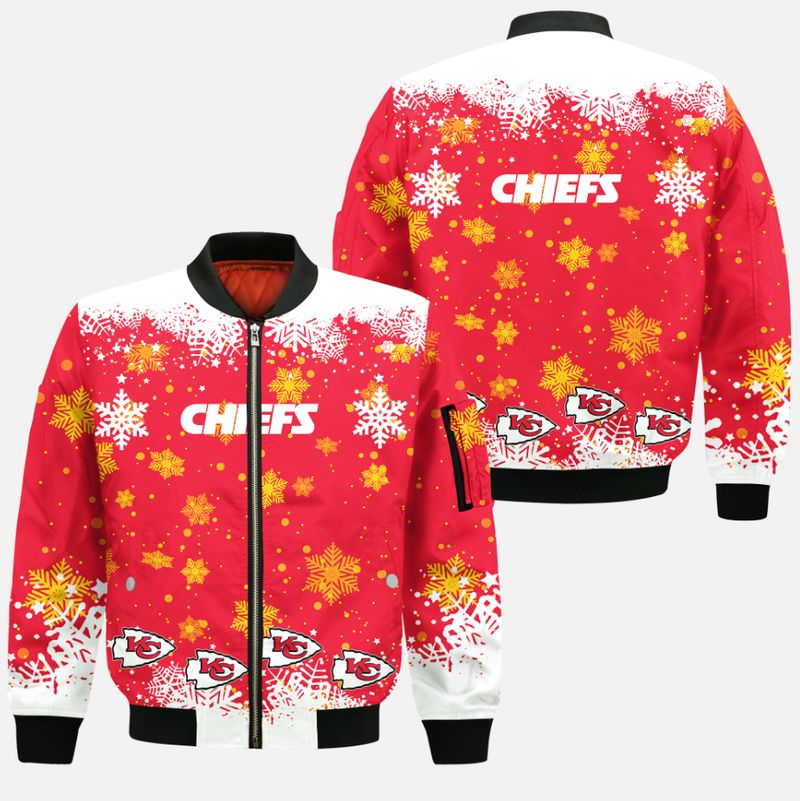 kansas city chiefs christmas pattern bomber jackets nla03421070446521 lr59m