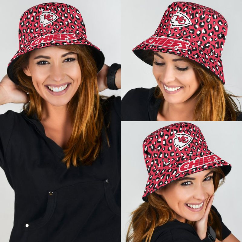 kansas city chiefs leopard pattern limited edition bucket hat new02611069082114