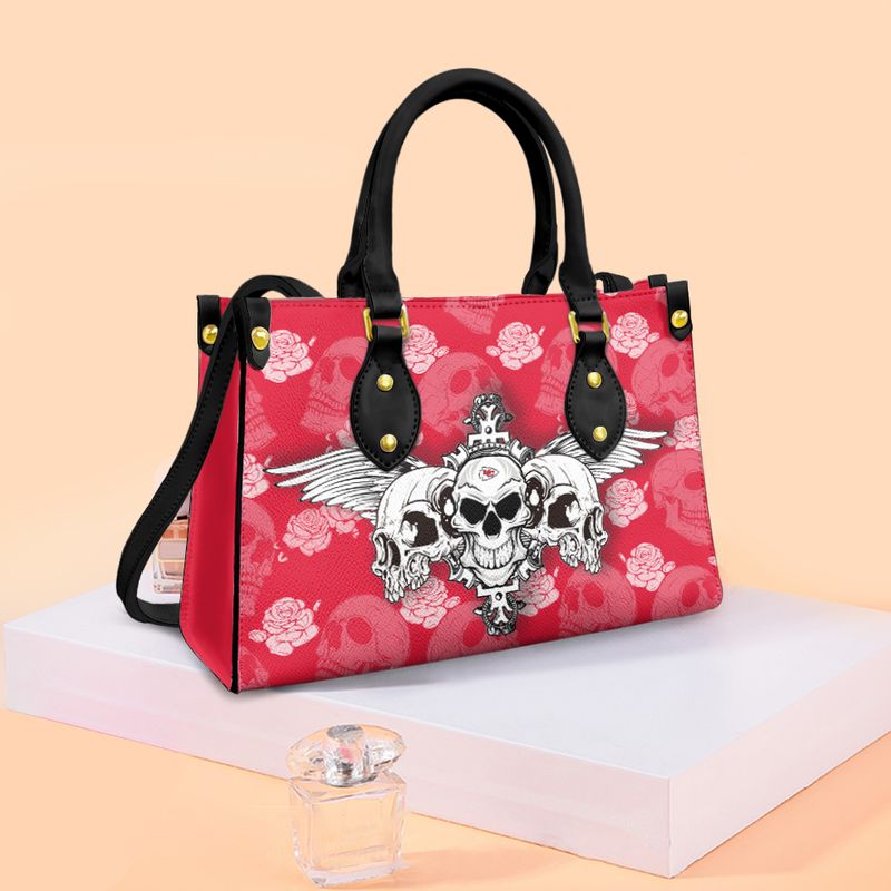 kansas city chiefs skull flowers pattern limited edition fashion lady handbag nla04871069994397 aqj26