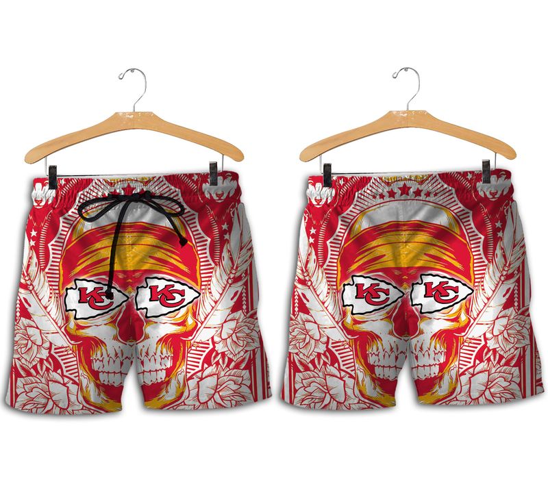 kansas city chiefs skull hawaiian shirt and shorts summer nla0049106068769 czqqp