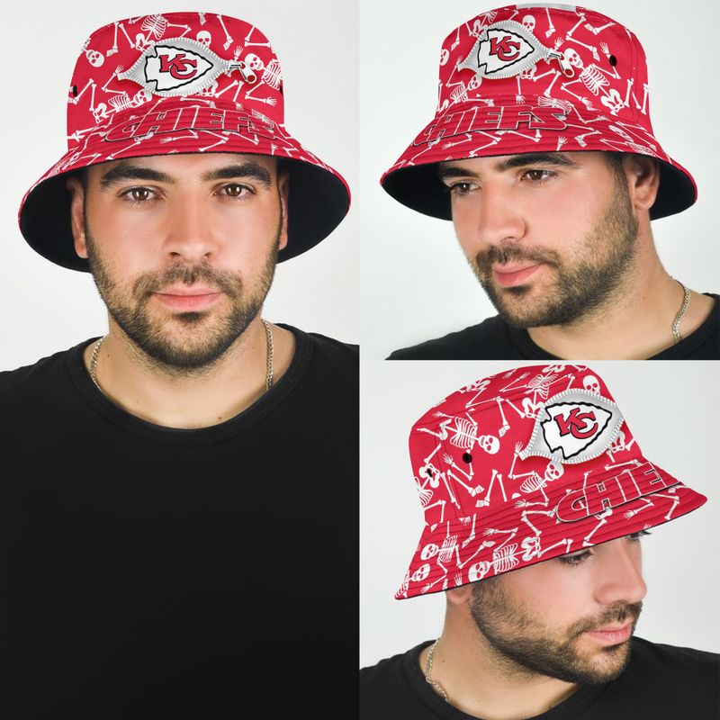 kansas city chiefs the eye and skeleton pattern limited edition bucket hat nla01461079022619 y0el5