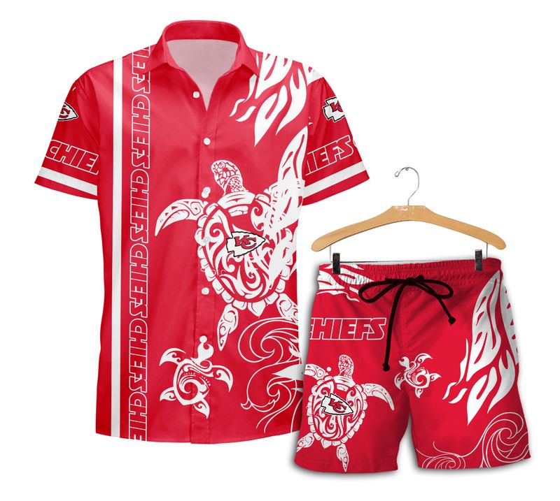 kansas city chiefs turtle pattern hawaii shirt and shorts summer new02141013919820