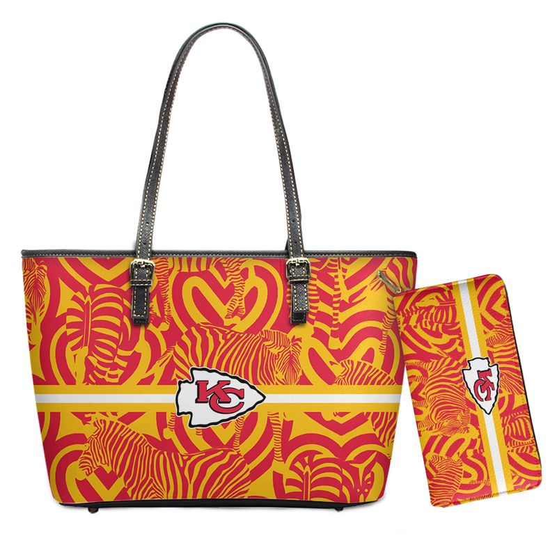 kansas city chiefs zebra pattern limited edition tote bag and wallet nla06961062802928 84w05