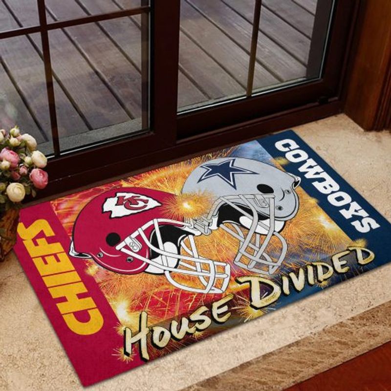 nfl chiefs and cowboys house divided doormat85587263