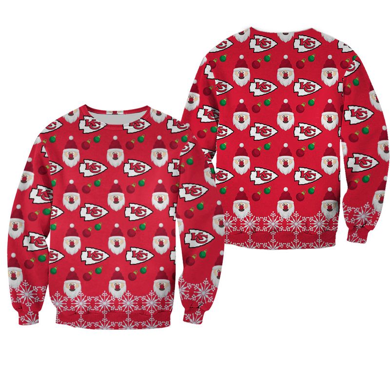 nfl kansas city chiefs christmas pattern santa clause limited edition sweatshirt nla0337104650635 9mdud