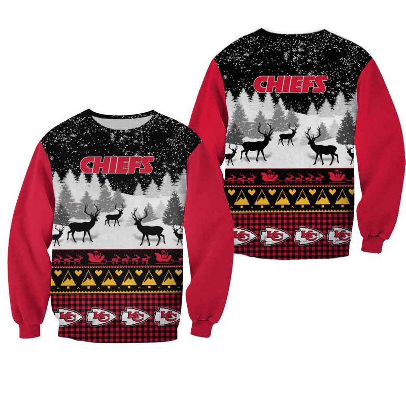 nfl kansas city chiefs christmas reindeer limited edition sweatshirt nla03601013278933 ou1qh
