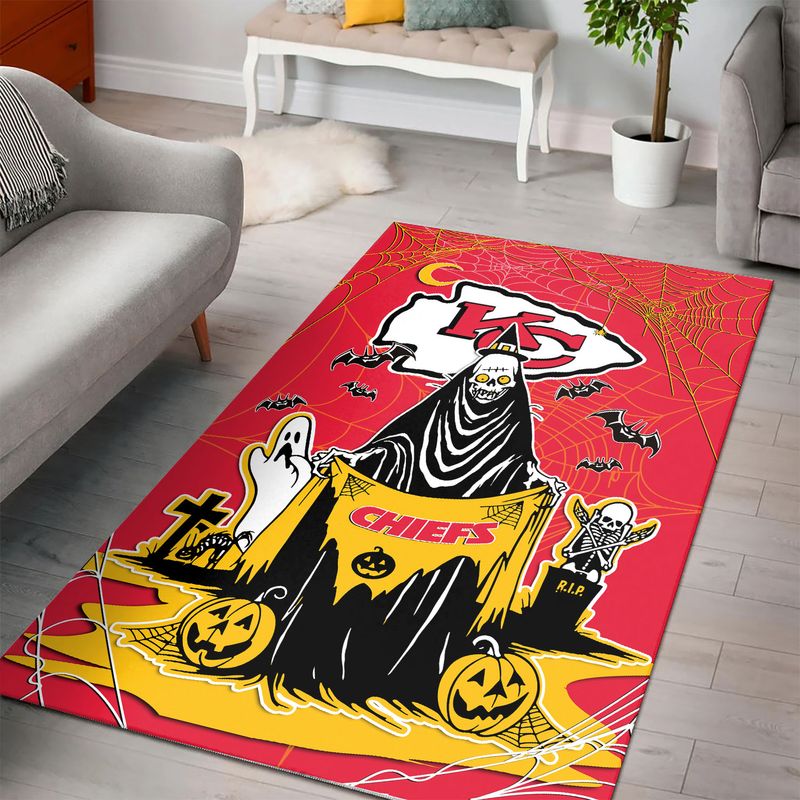 nfl kansas city chiefs happy halloween premium area rug size s m l new05011081148977 d64lh