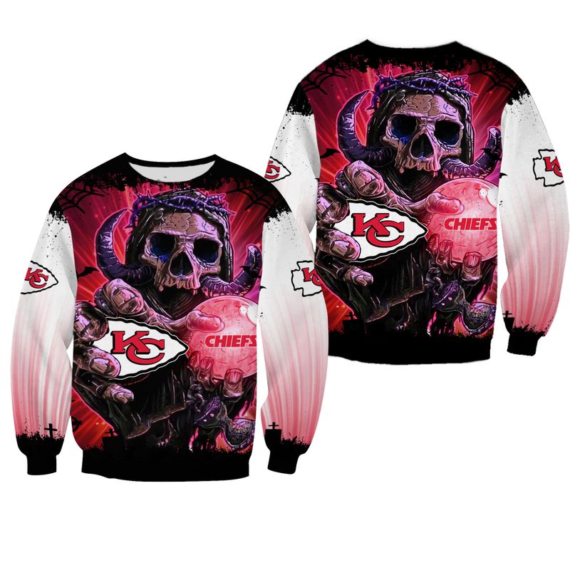nfl kansas city chiefs skull halloween limited edition unisex sweatshirt nla02341078887816 7dffp