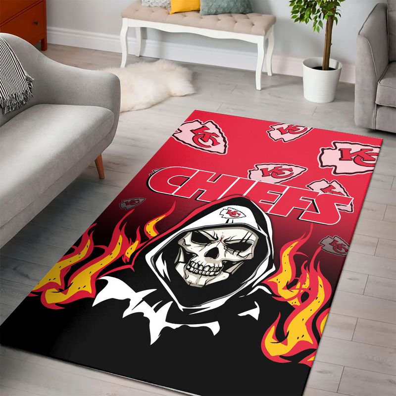 nfl kansas city chiefs skull halloween premium area rug sizes s m l new04951068385690 3dnfm