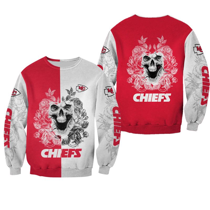 nfl kansas city chiefs skull limited edition all over print sweatshirt size nla00081061891682 n7n00