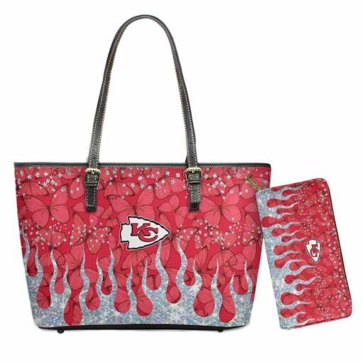 Stocktee Kansas City Chiefs Butterflies And Glitter Fire Limited Edition Tote Bag and Wallet NLA018710 1