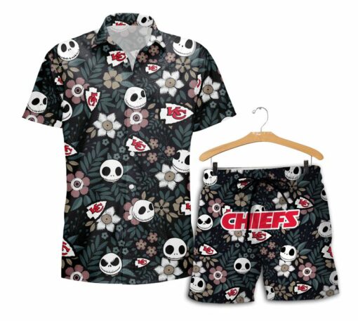 Stocktee Kansas City Chiefs Cute Skeleton Pattern Limited Edition Hawaii Shirt and Shorts Summer Collection Size S 5XL NEW020410 3
