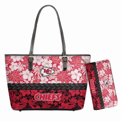 Stocktee Kansas City Chiefs Hawaii Flower Pattern Limited Edition Tote Bag and Wallet NLA020010 1