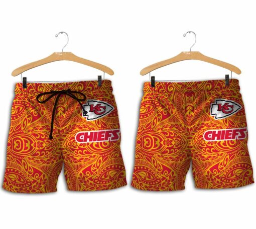 Stocktee Kansas City Chiefs Hawaiian Tribal Pattern Limited Edition Hawaii Shirt and Shorts Summer Collection Size S 5XL NEW035910 2